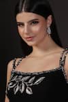 Pooja Peshoria_Black Georgette, Satin Sequins, Embroidery Square Neck Hand Kurta Set _Online_at_Aza_Fashions