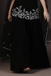 Shop_Pooja Peshoria_Black Georgette, Satin Sequins, Embroidery Square Neck Hand Kurta Set _Online_at_Aza_Fashions