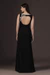 Shop_Pooja Peshoria_Black Polyester Round Neck Hand Embroidered Mermaid Gown _at_Aza_Fashions