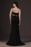 Shop_Pooja Peshoria_Black Polyester Embroidery One Shoulder Hand Gown _at_Aza_Fashions