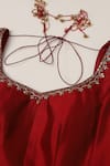 Shop_Pooja Peshoria_Red Silk, Net Sequins, Embroidery Round Neck Hand Anarkali Set _Online_at_Aza_Fashions