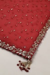 Pooja Peshoria_Red Polyester, Georgette, Net Crystals, Zari Round Hand Embroidered Anarkali Set _Online_at_Aza_Fashions