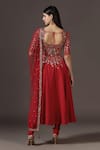 Shop_Pooja Peshoria_Red Polyester, Georgette, Net Crystals, Zari Round Hand Embroidered Anarkali Set _at_Aza_Fashions