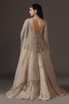 Shop_Pooja Peshoria_Gold Organza, Net Sequins, Beads Champagne Hand Embroidered Lehenga Set _at_Aza_Fashions