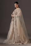Buy_Pooja Peshoria_Gold Organza, Net Sequins, Beads Champagne Hand Embroidered Lehenga Set _Online_at_Aza_Fashions