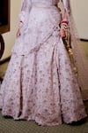 Buy_Pooja Peshoria_Pink Silk, Net Embroidery, Applique, Fabric 3d Embellished Bridal Lehenga Set _Online_at_Aza_Fashions