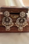 Shop_Saga Jewels_White Crystals, Pearls Designer Embellished Earrings _at_Aza_Fashions