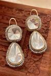 Buy_Saga Jewels_White Crystals, Rhinestones Designer Stone Drop Earrings _at_Aza_Fashions