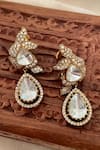 Buy_Saga Jewels_White Crystals, Diamonds Designer Stone Drop Earrings _at_Aza_Fashions