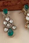 Shop_Saga Jewels_Green Gemstones, Rhinestones Teal Stone Embellished Designer Earrings _at_Aza_Fashions