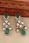 Buy_Saga Jewels_Green Gemstones, Rhinestones Teal Stone Embellished Designer Earrings _at_Aza_Fashions