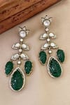Buy_Saga Jewels_Green Stones Designer Leaf Earrings _at_Aza_Fashions