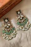 Buy_Saga Jewels_Green Gemstones, Pearls Designer Chandelier Earrings _at_Aza_Fashions