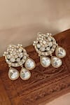 Buy_Saga Jewels_White Crystals Designer Earrings With Gemstones _at_Aza_Fashions
