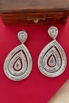 Buy_Saga Jewels_White Crystals Designer Teardrop Earrings _at_Aza_Fashions