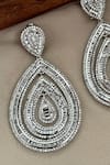Shop_Saga Jewels_White Crystals Designer Teardrop Earrings _at_Aza_Fashions