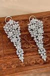 Buy_Saga Jewels_White Crystals, Diamonds Floral Design Earrings _at_Aza_Fashions