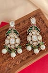 Buy_Saga Jewels_Green Pearls, Stones Designer Earrings With _at_Aza_Fashions