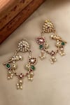 Shop_Saga Jewels_Multi Color Pearls, Stones Designer Multi-color Earrings _at_Aza_Fashions