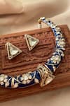 Shop_Saga Jewels_Blue Crystals, Studs Designer Necklace And Earring Set _Online_at_Aza_Fashions