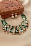 Buy_Saga Jewels_Green Stones Designer Necklace And Earring Set _at_Aza_Fashions