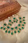 Shop_Saga Jewels_Green Rhinestones Designer Necklace And Earring Set _at_Aza_Fashions