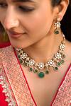 Buy_Saga Jewels_Green Faux Diamonds, Stones Designer Necklace And Earring Set _at_Aza_Fashions