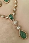 Saga Jewels_Green Stones Designer Necklace And Earring Set _Online_at_Aza_Fashions