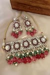 Buy_Saga Jewels_Multi Color Gemstones, Pearls Multi-color Designer Necklace And Earrings Set _at_Aza_Fashions