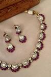 Shop_Saga Jewels_Pink Stones Designer Necklace And Earring Set _at_Aza_Fashions