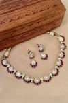 Buy_Saga Jewels_Pink Stones Designer Necklace And Earring Set _at_Aza_Fashions