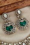 Saga Jewels_Green Crystals Designer Necklace And Earring Set _Online_at_Aza_Fashions