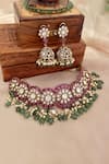Buy_Saga Jewels_Multi Color Pearls, Gemstones Embellished Necklace And Earrings _at_Aza_Fashions
