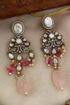 Saga Jewels_Pink Faux Diamonds, Stones Designer Necklace And Earring Set _Online_at_Aza_Fashions