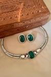 Buy_Saga Jewels_Green Rhinestones Designer Necklace And Earring Set _at_Aza_Fashions