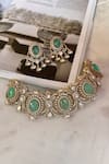 Buy_Saga Jewels_Blue Crystals Designer Necklace And Earring Set _at_Aza_Fashions
