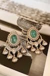 Shop_Saga Jewels_Blue Crystals Designer Necklace And Earring Set _at_Aza_Fashions