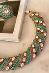 Shop_Saga Jewels_Blue Stones Designer Necklace And Earring Set _at_Aza_Fashions