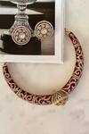 Buy_Saga Jewels_Red Crystals Designer Necklace And Earring Set _at_Aza_Fashions