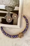 Shop_Saga Jewels_Blue Rhinestones Designer Necklace And Earring Set _at_Aza_Fashions