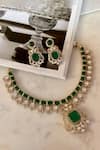 Buy_Saga Jewels_Green Diamonds Designer Necklace And Earring Set _at_Aza_Fashions