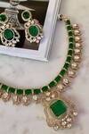 Shop_Saga Jewels_Green Diamonds Designer Necklace And Earring Set _at_Aza_Fashions