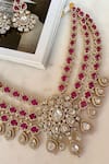 Shop_Saga Jewels_Pink Crystals Designer Necklace And Earring Set _at_Aza_Fashions