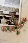 Shop_Saga Jewels_Green Crystals Designer Necklace And Earring Set _at_Aza_Fashions