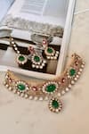 Buy_Saga Jewels_Green Crystals Designer Necklace And Earring Set _at_Aza_Fashions