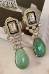 Saga Jewels_Green Crystals, Stones Designer Necklace And Earring Set _Online_at_Aza_Fashions