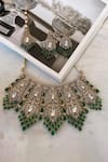 Buy_Saga Jewels_Green Crystals, Gemstones Designer Necklace Set _at_Aza_Fashions