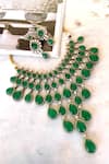 Buy_Saga Jewels_Green Gemstones, Diamonds Designer Necklace And Earring Set _at_Aza_Fashions