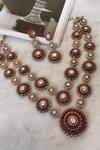 Shop_Saga Jewels_Pink Gemstones Designer Necklace And Earring Set _at_Aza_Fashions