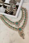 Buy_Saga Jewels_Blue Crystals, Gemstones Designer Necklace And Earring Set _at_Aza_Fashions